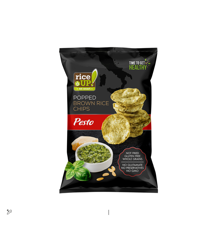 RICE UP POPPED BROWN RICE CHIPS PESTO 60GM