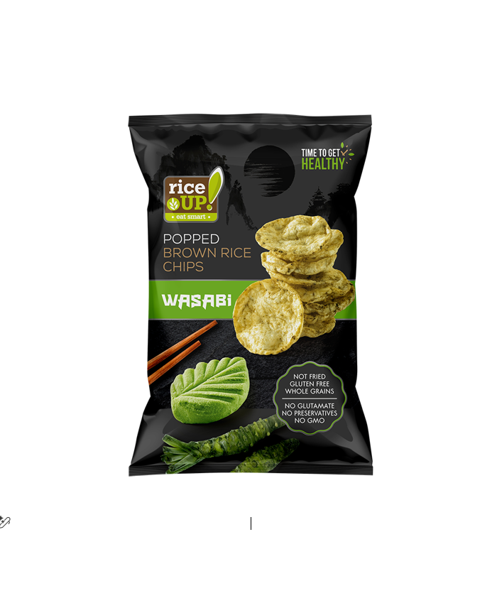 RICE UP POPPED BROWN RICE CHIPS WASABI 60GM