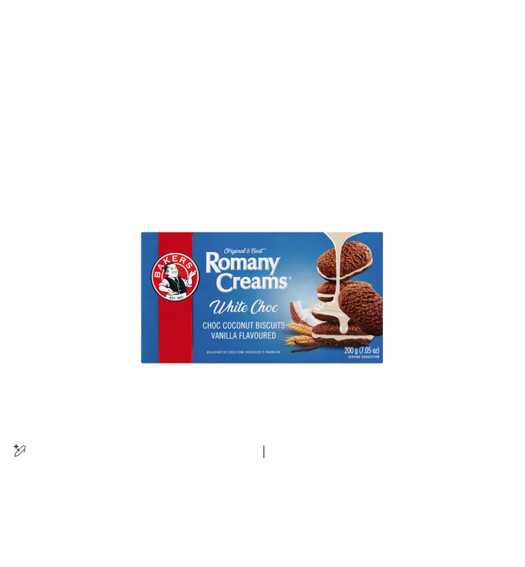 ROMANY CREAMS WHITE CHOC COCONUT BISCUITS VANILLA FLAVOURED 200GM