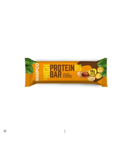 Waspco 15g Protein Bar with Peanut & Bee Pollen - no added sugar, gluten free, preservatives free