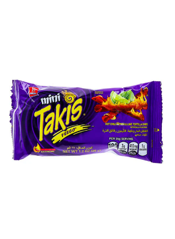 Takis Fuego Mini Extreme Hot Chili Pepper & Lime Tortilla Chips 35G