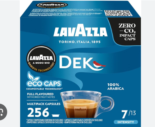 [1280-00016] Lavazza Dek Decaffeinated Roasted Espresso Coffee Capsules