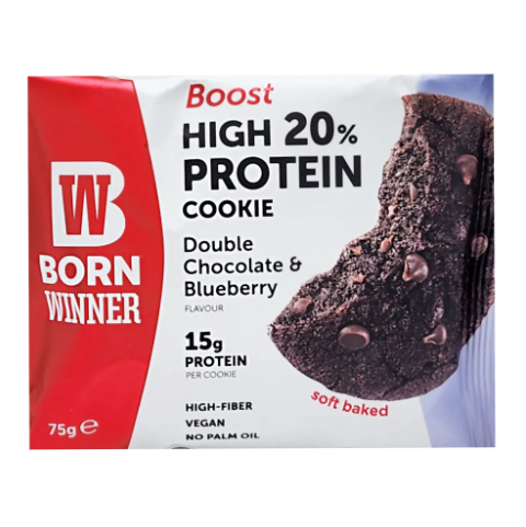 [BW-08-02] Born Winner Boost 15g Protein Cookie with Double Chocolate & Blueberry - vegan, palm oil free