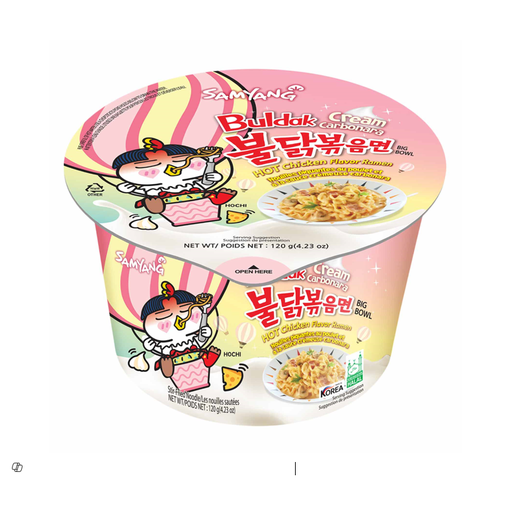 Samyang Buldak Cream Carbonara Instant Ramen BIG Noodle Cup Hot Chicken Flavor 120g