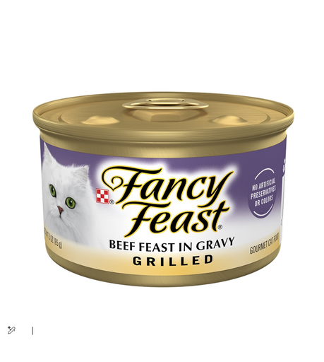 Purina Fancy Feast Gourmet Wet Food with Grilled Beef in Gravy for Adult Cats