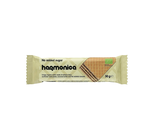 [HRM027] Harmonica Organic Crispy Wafer with Einkorn Flour, Sunflower Seed Paste & Coconut Butter - no added sugar 30GM