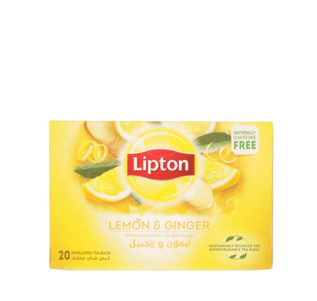 Lipton Lemon & Ginger Infused Herbal Tea Bags - caffeine free