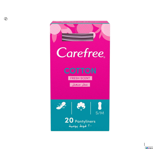 Carefree Small to Medium Cotton Pantyliners Fresh Scent 56+20free
