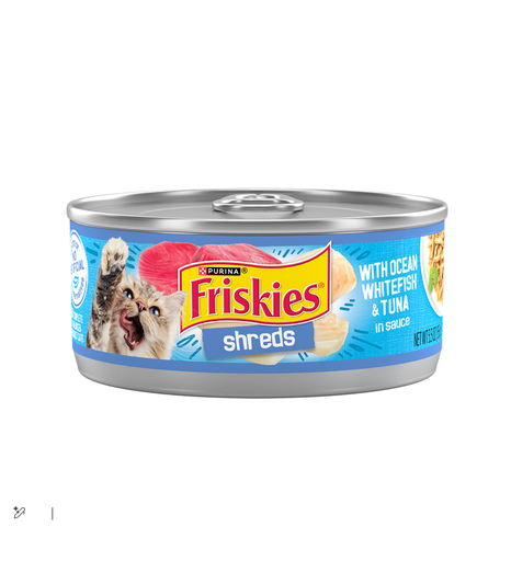 Purina Friskies Wet Cat Food Shreds with Ocean Whitefish & Tuna in Sauce