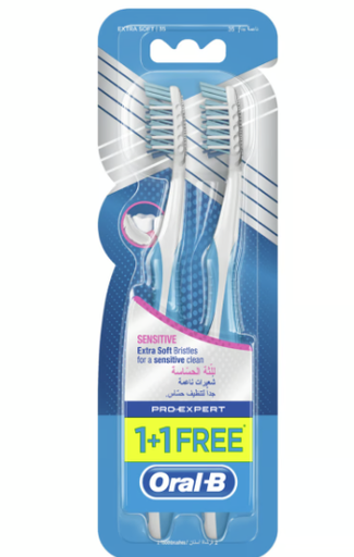 Oral-B Pro Expert Blue & White Extra Soft Toothbrushes for Sensitive Gums (1+1 Free)