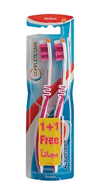 Aquafresh Complete Care Yellow & Pink Medium Toothbrushes