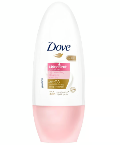 [218749] Dove Even Tone 48H Antiperspirant Roll-On Deodorant Rejuvenating Blossom Scent with Vitamin B3 for Women - alcohol free