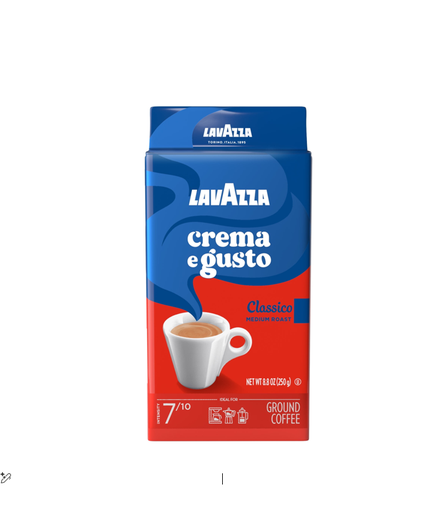 [1280-00007] Lavazza Crema E Gusto Classico Arabica & Robusta Ground Coffee Dark Roast 250G