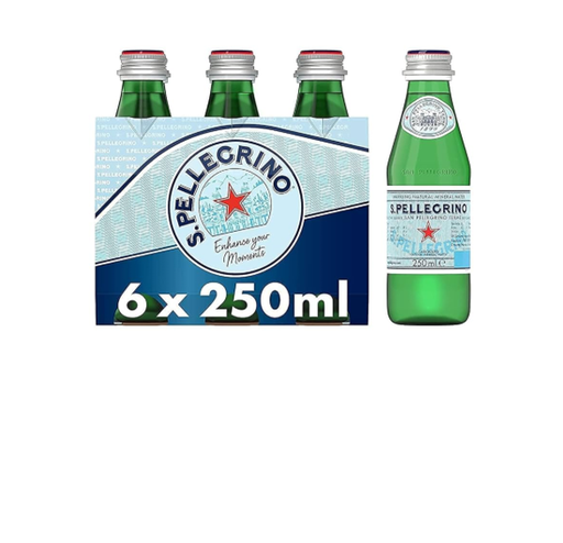 San Pellegrino Natural Sparkling Mineral Water Glass Bottles (6x250ml)
