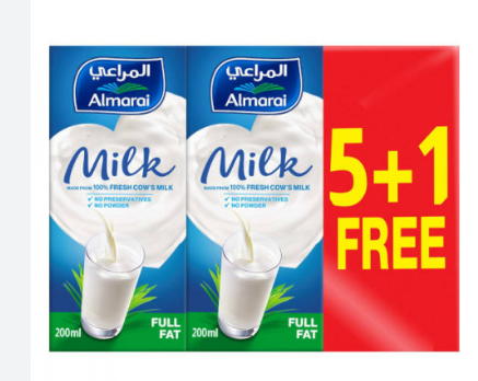 Almarai Long Life Full Fat Milk (5+1 Free) - preservatives free