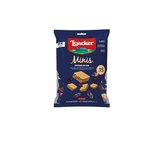 Loacker Cremkakao Minis Wafers Filled with Chocolate Cream (15 Pieces)