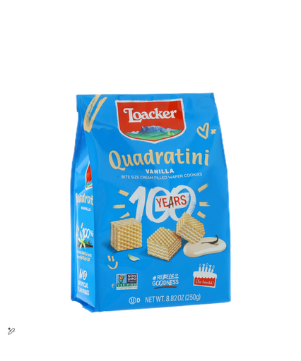 [10594] Loacker Quadratini Wafer Cubes Filled with Vanilla Cream - trans fat free, GMO free