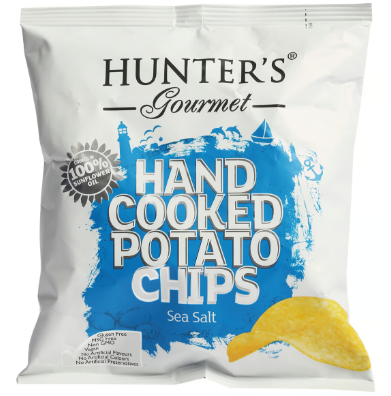 Hunter's Gourmet Hand Cooked Sea Salt Potato Chips - GMO free, gluten free
