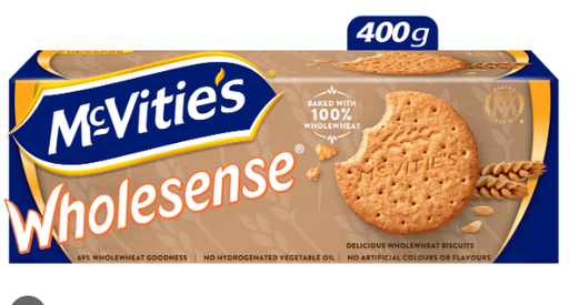 McVitie's Wholesense Wholewheat Biscuits - HVO free, artificial colors free, artificial flavors free, high fibre