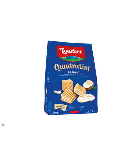 [10592] Loacker Quadratini Wafer Cubes Filled with Coconut Cream - trans fat free, no added flavorings 125gm
