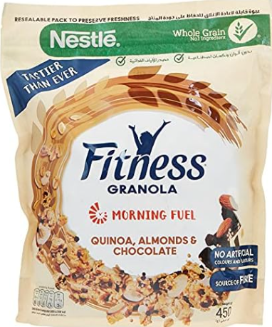Nestle Fitness Wholegrain Granola with Chocolate, Quinoa & Almonds - artificial colors free, artificial flavors free