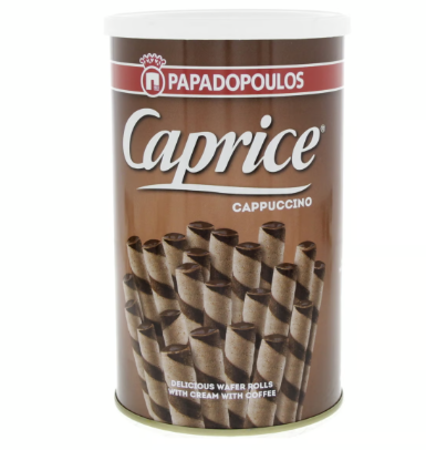[CAP-03-01/A] Papadopoulos Caprice Cappuccino Wafer Rolls 250G