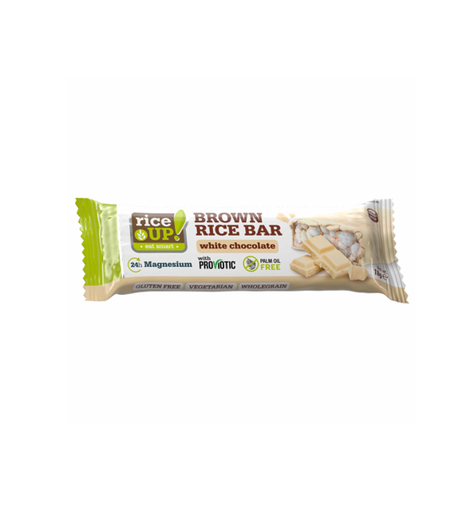 Rice Up Wholegrain Brown Rice Bar Coated with White Chocolate - vegetarian, gluten free, palm oil free