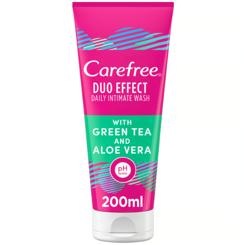 [1000656] Carefree Duo Effect Daily Intimate Wash with Green Tea & Aloe Vera 200ml