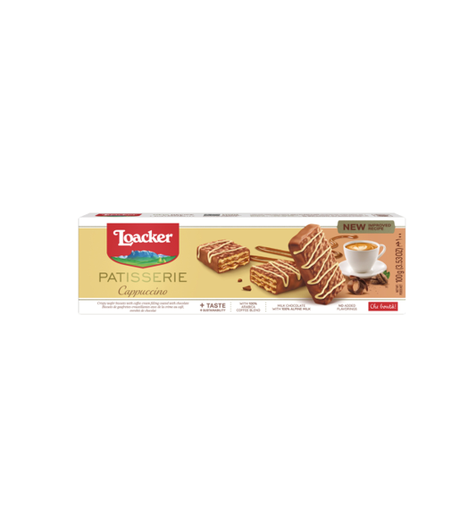 [10375] Loacker Patisserie Chocolate Coated Wafers Filled with Cappuccino Coffee Cream - GMO free, no added flavorings, no added colors 100gm