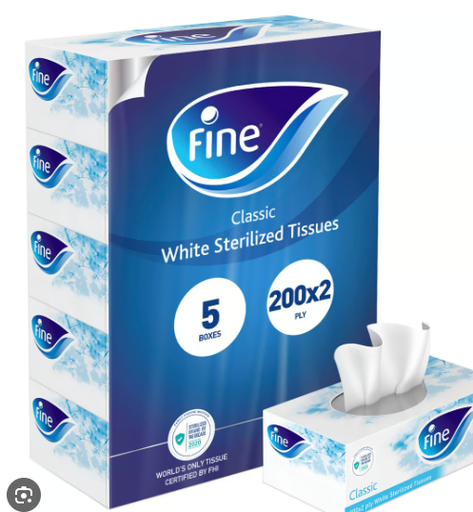 Fine Sterilized White Tissues 8Boxes 2ply