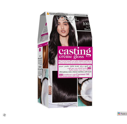 L'Oreal Casting Creme Gloss Hair Dye with Coconut Oil Hair Conditioner Black 100 - ammonia free