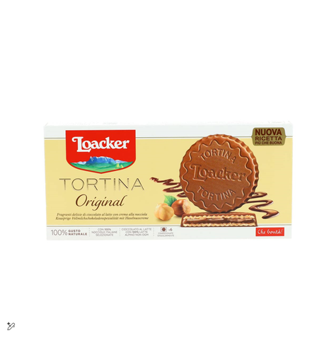 [12602] Loacker Tortina Original Milk Chocolate Coated Wafers Filled with Hazelnut Cream