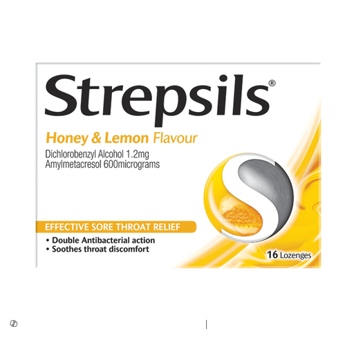 Strepsils Antibacterial Lozenges Honey & Lemon Flavor for Sore Throat