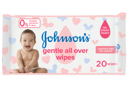 [1000002] Johnson's Gentle All Over Baby Wipes with Silk Extract - alcohol free, parabens free, dyes free