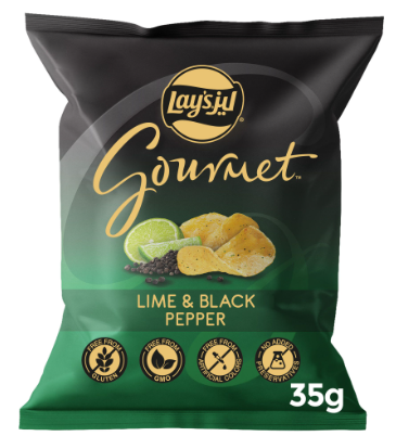 Lay's Gourmet Lime & Black Pepper Potato Chips - GMO free, gluten free, artificial colors free