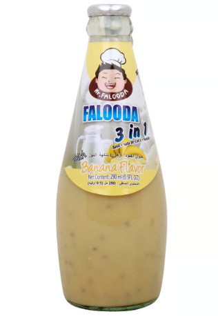 [107-172056] Pure Cool 3in1 Basil, Nata de Coco & Noodle Falooda Drink Banana Flavor 290ML