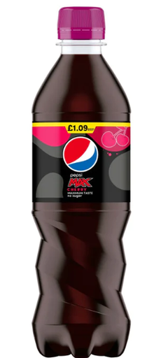 Pepsi Max Soft Drink Cherry Flavor - no added sugar, low calorie