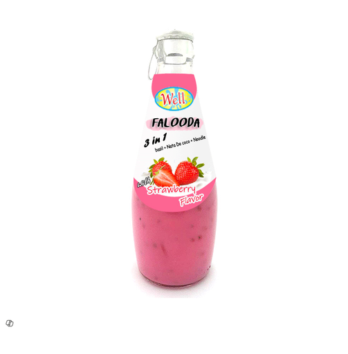 [107-172058] Pure Cool 3in1 Basil, Nata de Coco & Noodle Falooda Drink Strawberry Flavor 290ML