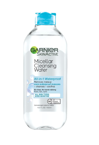 Garnier Skin Active All in 1 Waterproof Non-Greasy Makeup Remover & Cleansing Micellar Water in Oil for All Skin Types - alcohol free, perfume free