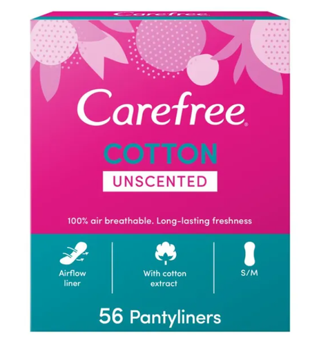 [1000660] Carefree Small to Medium Cotton Pantyliners (56+20 Free) - scent free