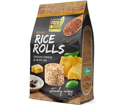 Rice Up Organic Wholegrain Brown Rice Rolls with Italian Cheese & Olive Oil - gluten free, GMO free, preservatives free