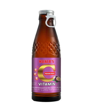 Walker's Carbonated Drink Glass Bottle Passionfruit Flavor with Vitamin C, B3 & B6