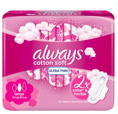 Always Cotton Soft Large Ultra Thin Pads with Wings