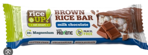 Rice Up Wholegrain Brown Rice Bar Coated with Milk Chocolate - vegetarian, gluten free, palm oil free