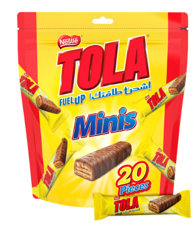 [1740-00356] Tola Minis Crispy Wafer Covered with Caramel & Milk Chocolate 18x15.5gm