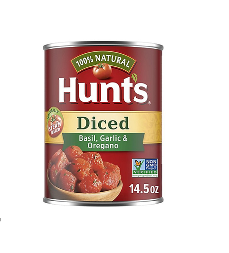 Hunt's Diced Tomatoes with Basil, Garlic & Oregano - GMO free, gluten free, no artificial preservatives