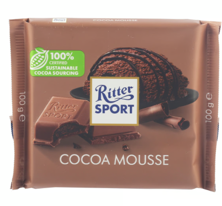 Ritter Sport Chocolate Slab with Cocoa Mousse 100G