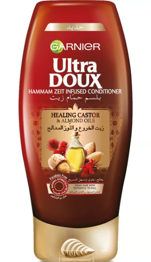 [1727-00304] Garnier Ultra Doux Hammam Zeit Infused Conditioner with Healing Castor & Almond Oil for Weak & Falling Hair - parabens free 400ml