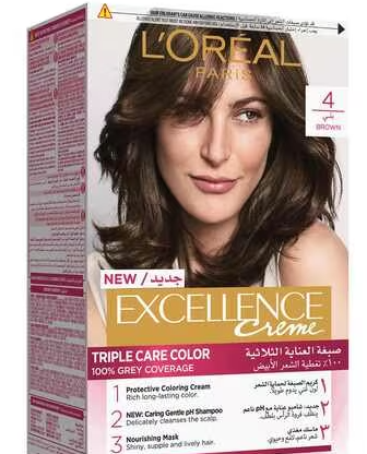 L'Oreal Excellence Triple Care Hair Color Cream Brown 4