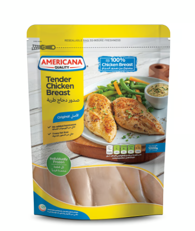 Americana Frozen Tender Chicken Breast - trans fat free, artificial flavors free, artificial colors free